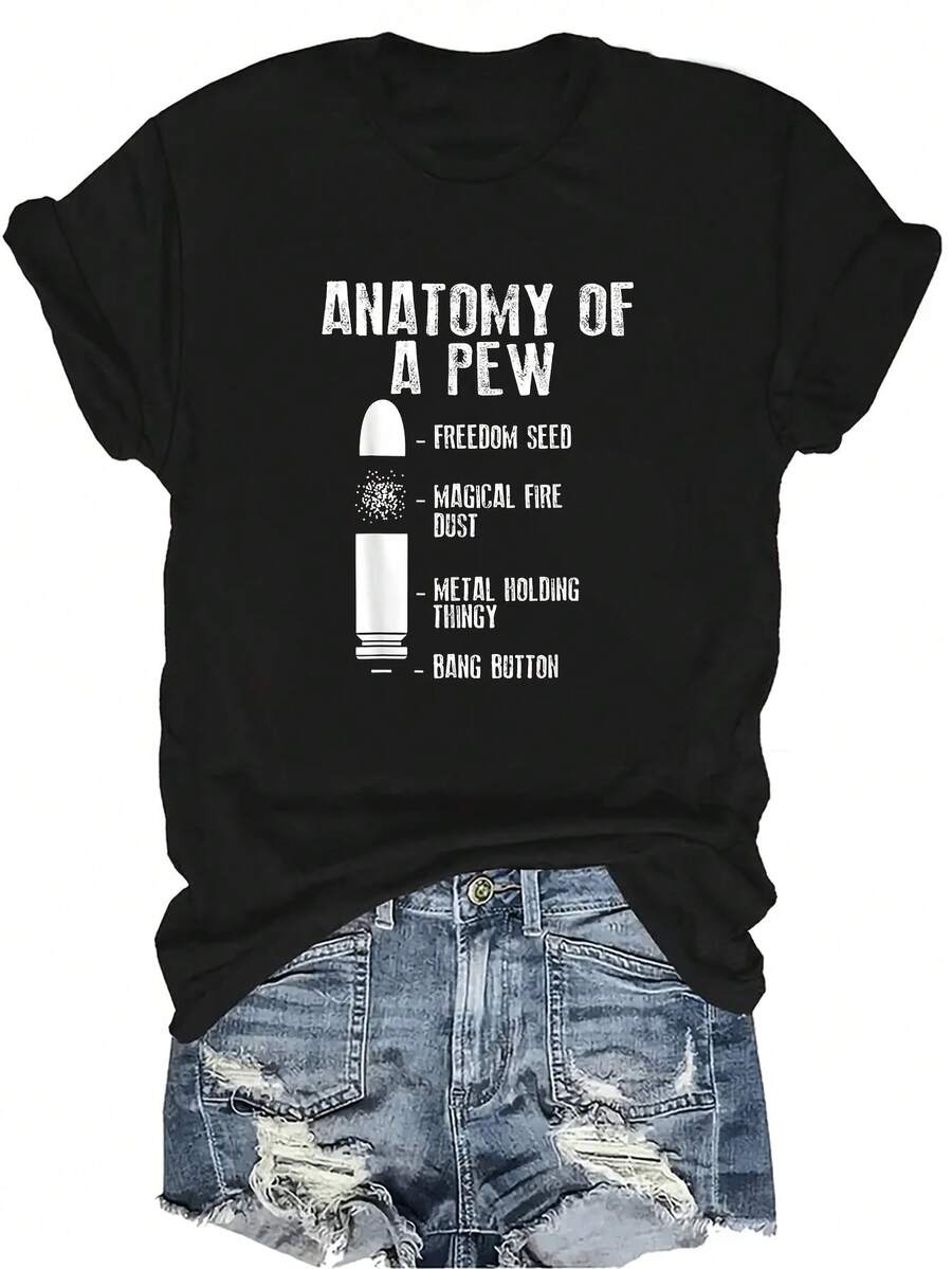 Camiseta unisex de verano casual y transpirable con diseño divertido de "Anatomía de un banco de la iglesia" como arma, de cuello redondo y manga corta, adecuada para adolescentes y adultos - Negro - Ver 1