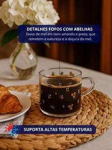 Caneca Abelha em Vidro Borossilicato 125ml Para altas Temperaturas - Abelinha - Visão 2