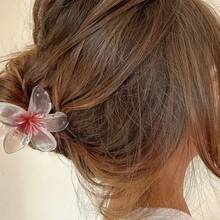 1pc Custom Shiny Frosted Bougainvillea Hair Clip, Soft Flower Hair Accessory For Summer Vacation - Multicolor - View 7