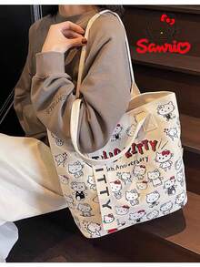 Sanrio 新款Hello Kitty帆布手提包，女士大容量单肩包，学生手提包，旅行休闲便捷携带 - 彩色 - 查看 3