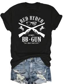Camiseta de la película "" Unisex, de verano, casual, transpirable, de personalidad, cuello redondo, manga corta, ropa de calle, versátil, adecuada para adolescentes y adultos - Negro - Ver 1