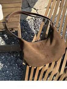 Torebka na ramię w kształcie pierożka z zamszu w koreańskim stylu niszowym, vintage'owa torebka na ramię pod pachą, nowość na jesienno-zimowe dojazdy do pracy - Zobacz 3