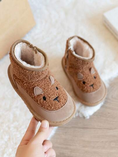 Botas de nieve gruesas y cálidas para niños pequeños, adecuadas para esquiar, actividades al aire libre, zapatos para primeros pasos de bebé, otoño/invierno