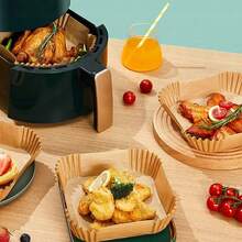 100 Stück Einweg-Papiereinlagen für Heißluftfritteusen – antihaftbeschichtet, ölbeständig und kompostierbar, Einsätze für hitzebeständige Pergamentschalen (bis zu 220 °C) – einfache Reinigung für Fritteuse, Ofen, Mikrowelle, Backen und mehr. Fettbeständig, universelle Passform – perfekt für Pommes, Hühnchen, Pizza, Brot, Kekse und Snacks.