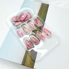 30Pcs Pink Flower Press On Nails Medium Almond Nails With 3D Pearl Rhinestones Designs Glue On Nails Peach Blossom Acrylic Nails Cute False Nails Bow Stick On Nails Women Nail Supplies - 1 - 查看 7