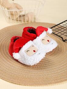 1 Paar Weihnachtselement Stoff Slip-On Flache Party Weihnachtsmann Niedliche Hausschuhe, geeignet für den Herbst