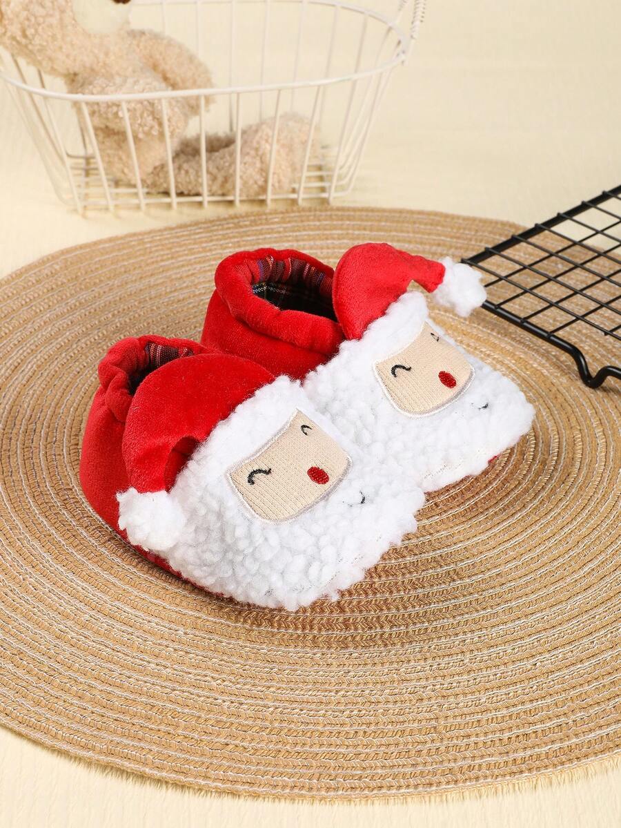 1 Paar Weihnachtselement Stoff Slip-On Flache Party Weihnachtsmann Niedliche Hausschuhe, geeignet für den Herbst