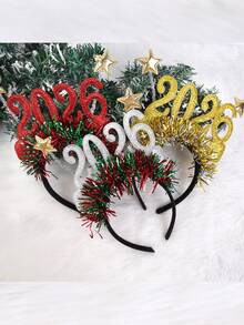 2026 圣诞新年女士头带，高骷髅头压缩头带，节日派对，发孔头带，圣诞快乐头带 - 彩色 - 查看 7