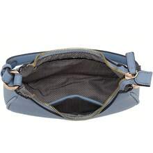 FashionPuzzle Small Crescent Shoulder Bag Underarm Purse - 藍灰色/藍灰色 - 查看 6