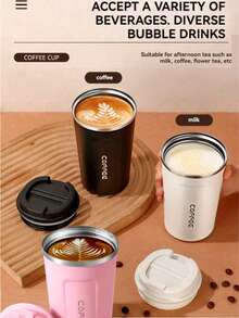 1pc Travel Coffee Mug, Anti-Splash And Leak-Proof, Reusable Coffee Cup With Lid, Stainless Steel Vacuum Insulated Coffee Tumbler, Leak-Proof Coffee/Hot Water Bottle, Thermal Insulated Cup For Men And Women, Portable