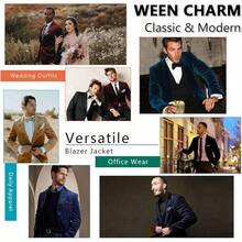 Velvet Blazer For Men Slim Fit One Button Sport Coat Jacket For Prom Wedding Party Dinner-2025 - 金色 - 查看 8