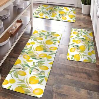 1件装柔软硅藻土厨房地垫，柠檬树防滑防油地垫，防水厨房地垫，防污地垫，可机洗，入口门垫，厨房客厅洗衣房浴室吸水地垫，房间装饰浴室厨房装饰圣诞装饰厨房地毯