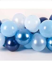 65个10英寸蓝色气球套装，包含65个10英寸金属铬蓝、珍珠蓝、马卡龙蓝、浅蓝色气球，适用于新娘送礼会、婚礼、派对、生日 - 彩色 - 查看 3