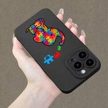 Funda de Teléfono de TPU Suave con Diseño de Elefante Puzzle y Acabado Mate de Ojos de Ángel - Cubierta Colorida Compatible con iPhone - Colores mixtos - Ver 6