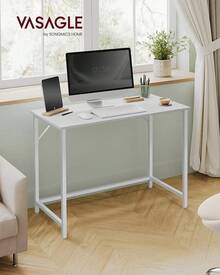VASAGLE Escritorio, Mesa Oficina y Estación Trabajo, 60 x 120 x 76, Estilo Moderno, Estructura Metal, Marrón Rústico y Negro MLWD039B01 - Blanco Arce + Blanco Nube. - Ver 11