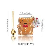 LECHENG HOUSEHOLD 1 Cup 1 Spoon, 320ml, Gingerbread House Cup, Gingerbread Man Cup, Handmade Painted Mug With 3D Embossed Pattern, Coffee Cup, Water Cup, Decorative Cup, Suitable For Parties, Christmas Eve, Holiday Gifts - Multicolor - View 5