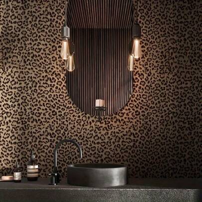 1 Roll Leopard Print Peel And Stick Wallpaper, Waterproof Removable Self-Adhesive Textured PVC Contact Paper, Suitable For Bedroom Decor, Kitchen, Bathroom, Cabinets, Vanity, Easy To Apply And Remove, Brown-Yellow Home Decor Sticker