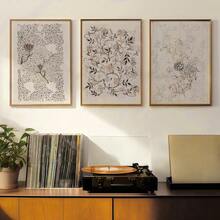 无框，3 件套复古欧洲中性花卉墙面装饰艺术画，威廉莫里斯画廊墙面艺术帆布海报，房间装饰，客厅装饰艺术，现代家居墙面装饰艺术，理想的家居礼物创意装饰 - 卡其色 - 查看 8