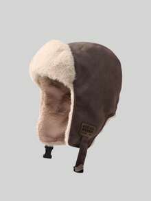 1 pieza Sombrero de otoño e invierno para mujer, un sombrero de estilo Lei Feng de piel sintética de moda, un nuevo sombrero cálido y versátil de peluche