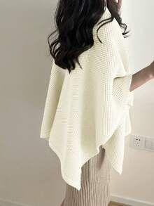كارديجان شال مريح فضفاض مصنوع من الأكريليك، تصميم أمامي متقاطع، مناسب للاستخدام اليومي، المنزل، الترفيه، السفر - بيج - مشاهدة 4