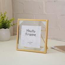 1 pièce Cadre photo en verre transparent et métal, cadre flottant, cadre en verre et métal, cadre en métal rectangulaire pour spécimen, support amovible, support d'affichage photo instantané, cadre de présentation de bureau, Noël, maison, mariage, cadeau de Noël, amis, cadeau de la Saint-Valentin