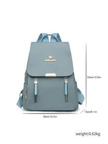 女士软皮背包，大容量女士背包，休闲旅行背包，女孩背包 - 藍色 - 查看 8