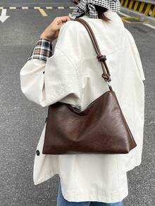 Túi đeo chéo hình lưỡi liềm tối giản, Túi đeo vai đa năng, Túi tote lớn có dây đeo có thể điều chỉnh, Thích hợp cho các bữa tiệc, đi chơi, kỳ nghỉ, mua sắm và sử dụng hàng ngày, Có thể đựng tiền xu, điện thoại, Lý tưởng cho nữ nhân viên văn phòng, sinh viên đại học và người đi làm, Túi đeo vai thanh lịch cho nữ - Cà phê - Xem 6