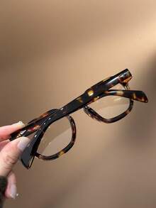 1 pieza Gafas planas de moda para niños de color carey, diseño retro sin montura, adecuadas para adolescentes, vida diaria, lectura, ver televisión, jugar y usar el teléfono, lentes transparentes para protección ocular, decoración de atuendo diario.