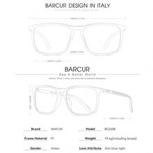 BARCUR 1 pieza Gafas clásicas de unicolor de PC (policarbonato) sin receta, cómodas y ligeras, adecuadas para el trabajo, la lectura y el uso de teléfonos