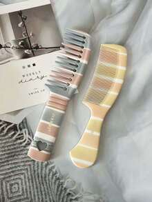 4pcs/Set Classic Classic Stripes Grain Anti-Static Plastic Hair Comb Set(Stripe Color Random), Suitable For Daily Use, Hair Accessories - Stripe Style - View 18