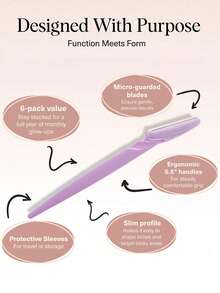 240pcs/Set Multi-Color Eyebrow Razor Kit, Eyebrow Trimmer/Razor, Callus Remover, Body Hair Removal Tool, And Facial & Eyebrow Razor Set With Long Handle Blades And Precision Guard, Suitable For Daily Use Or Travel, Unisex Eyebrow Grooming Tool For Shaping And Trimming - Purple - View 7