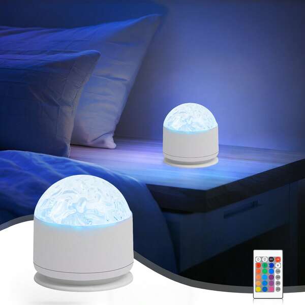 1pc Romantic Starry Sky Projection Night Light, USB Powered, Dimmable & Color Changing, Multiple Modes, Bedroom Ambience Lamp, Northern Lights & Wave Ripple, Bedside Lamp, Gift