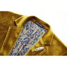 Velvet Blazer For Men Slim Fit One Button Sport Coat Jacket For Prom Wedding Party Dinner-2025 - 金色 - 查看 3
