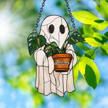 1 件鬼魂捕光器 - 彩色亚克力窗饰，可爱的鬼魂与植物装饰，哥特式捕光器，幽灵家居装饰，万圣节窗饰，鬼屋美学，适用于家庭、卧室、客厅、墙壁装饰（使用前撕掉保护膜，由亚克力制成，不是玻璃）房间装饰卧室装饰万圣节装饰秋季装饰 - 彩色 - 查看 4