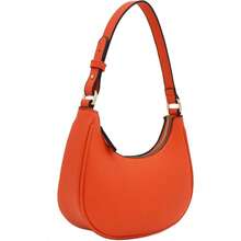 FashionPuzzle Small Crescent Shoulder Bag Underarm Purse - 焦橙色/焦橙色 - 查看 2