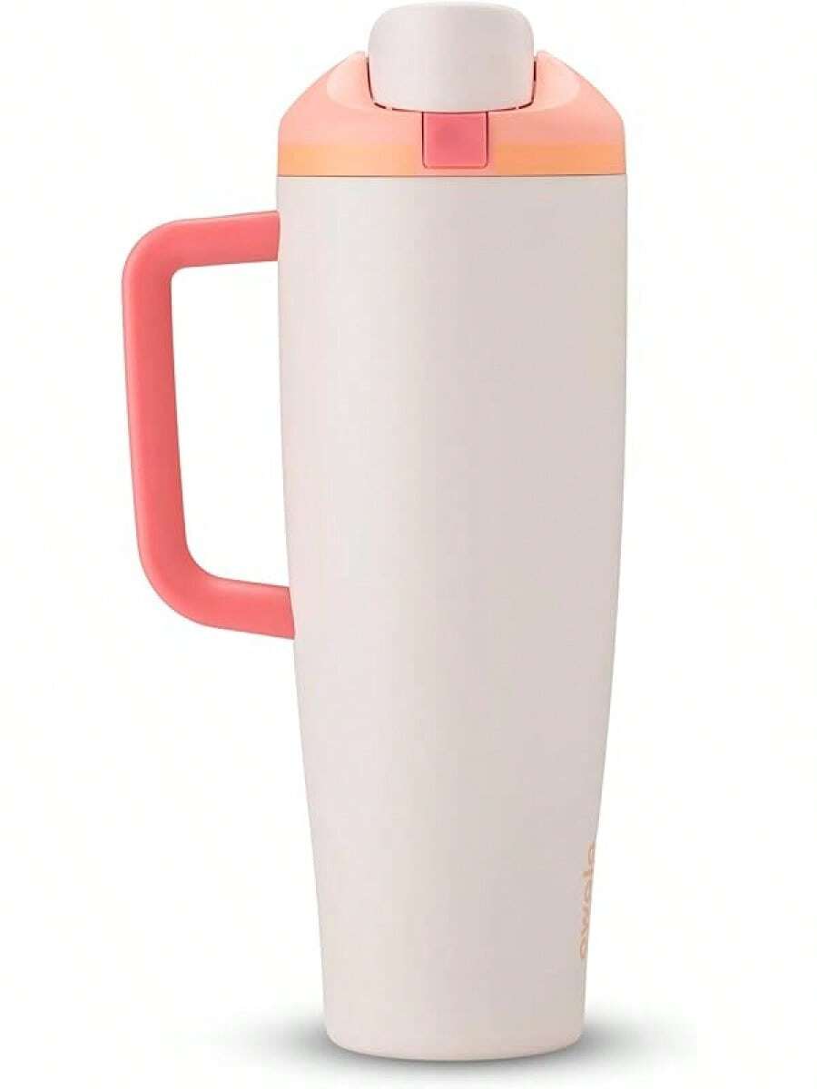 Tumbler Insulated Stainless Steel Bottle With Built-In Straw And Side Handle, Travel, Work, School, And Sports, 40oz,, Leak Proof, Black Cherry - Kem trái cây có ga - Xem 1