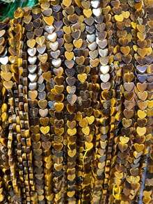 20 piezas de 6x2mm Cuentas de piedra natural con forma de corazón | Cuentas sueltas de ágata, cuarzo, ojo de tigre con forma de corazón plano | Para hacer collares, pulseras, pendientes y joyería DIY