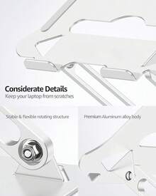 Laptop Notebook Stand Holder Adjustable Laptop Stand Portable Computer Riser Compatible With MacBook Air Pro HP  XPS  All Laptops 10-15.6"(Black) - B-Bạc - Xem 8