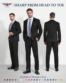 Hihawk Men's 2 Piece Suit, 2 Button Solid Pants SetChristmas FGLB - màu đen - Xem 3