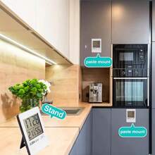 1 pieza Termómetro digital e higrómetro con pantalla táctil y reloj despertador, medidor de temperatura de alta precisión para escritorio o montaje en pared, visualización de hora en formato 12/24 horas, alimentado por batería, para dormitorio, cocina, sala de estar, bodega, despensa, sensor de temperatura y humedad para el hogar, regalo para fiestas, decoración navideña y decoración de habitación