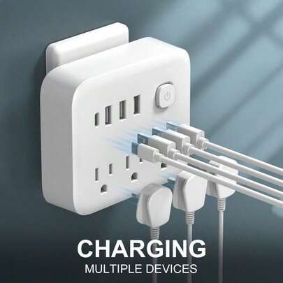 Surge Protector Power Strip,3 Outlets With 1 USB C And 3 USB Ports, Extension Cord,Charging For RV, Cruise, Travel, Kitchen, Home, Office, College Dorm Room Essentials