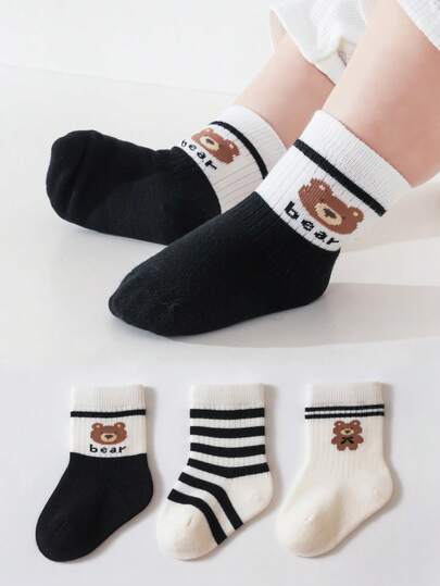 3 أزواج جوارب للرضع، جوارب كرتونية ناعمة بدون غرز، للأطفال من عمر 0-5 سنوات