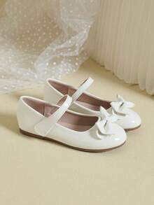 Giày bệt công chúa nơ bạc dễ thương cho bé gái, giày lười thường ngày cho trẻ lớn, thích hợp đi học, biểu diễn và khiêu vũ, mùa xuân/hè - Màu be - Xem 4