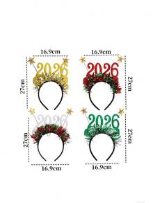 2026 圣诞新年女士头带，高骷髅头压缩头带，节日派对，发孔头带，圣诞快乐头带 - 彩色 - 查看 5