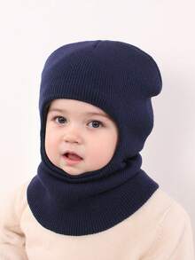 1pc Infant/Toddler Solid Color Cute Knit Hat, Suitable For Autumn/Winter, Warm And Casual, Balaclava Hat For Outdoor & Daily Use - 1PC - View 17
