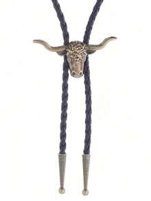 1pc Unisex Casual Polo Necktie, Cowboy Rodeo Bull Head Necktie, Western Style Bull Head Bow Tie, Versatile Clothing Accessory, Groomsmen Neckwear, Great Gift Choice