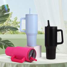 40 盎司不锈钢玻璃杯，带吸管和防漏盖 - 隔热旅行杯，适用于冷热饮品，耐用且可重复使用，非常适合露营、汽车、办公室 - 情人节、圣诞节、万圣节、感恩节、咖啡爱好者的理想礼物