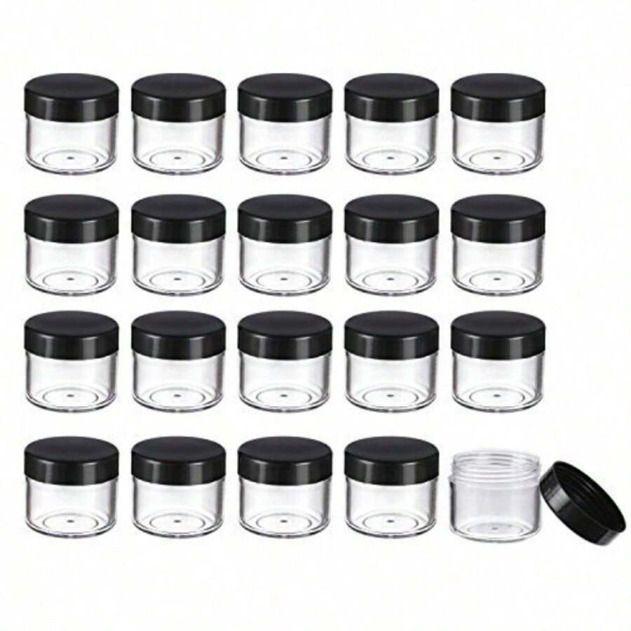 40 Pieces Round Pot Jars Plastic Cosmetic Containers Set With Lid For Liquid Creams Sample,Gemstone Diamond Jewelry Storage, 5-20g, 10/40pcs - màu đen - Xem 1