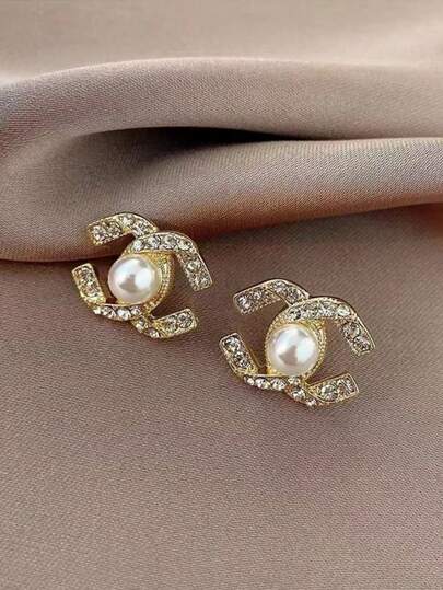 2 Stücke elegante hochwertige personalisierte Damen Ohrringe, C-förmige gekreuzte Ohrringe, geeignet für den täglichen Gebrauch, Partys, Feierlichkeiten