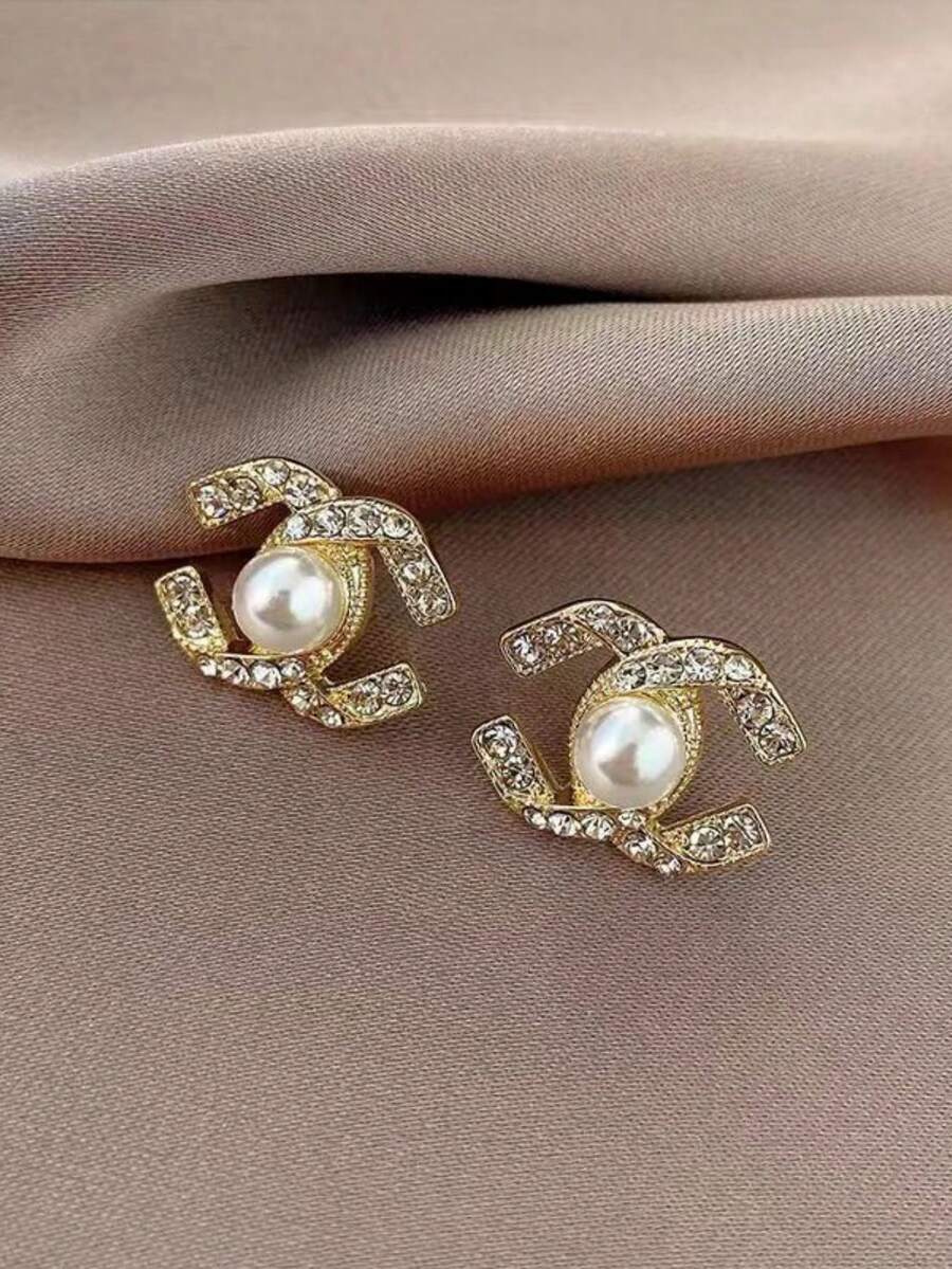 2 Stücke elegante hochwertige personalisierte Damen Ohrringe, C-förmige gekreuzte Ohrringe, geeignet für den täglichen Gebrauch, Partys, Feierlichkeiten